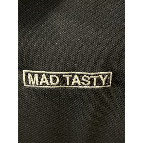 Sport-Tek Mad Tasty Men's Black Short‎ Sleeve Button Up Golf Polo Shirt Size M - Picture 2 of 7